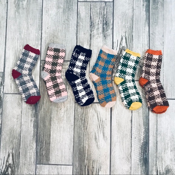 4-Pair Japanese Patchwork Velvety Winter Socks - Picture 2 of 9